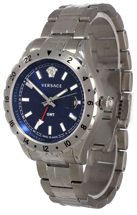 versace herrenuhr hellenyium gmt v1101 0015|Versace Hellenyium GMT Blue Dial Men's Watch V1101 0015.